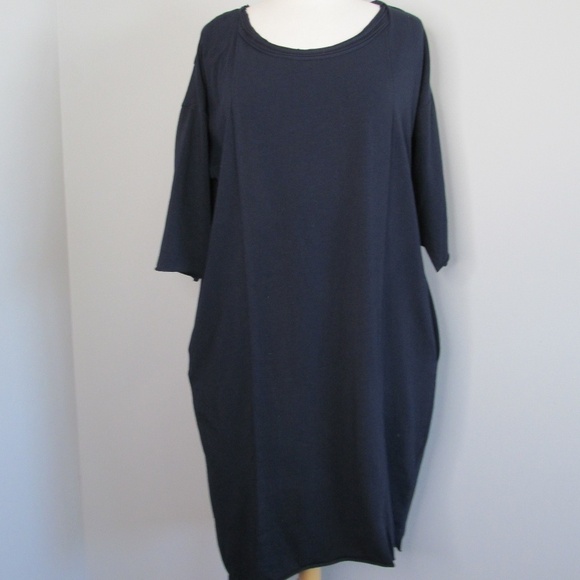 NWT Luukaa Navy Blue Stretch Comfort Lagenlook Dress Women's Size 8 - Picture 1 of 13